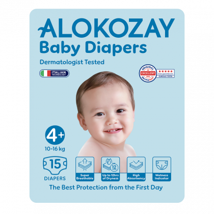 Baby Diapers - Size 4+ (10-16 Kg) - 15 Diapers