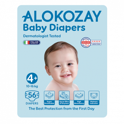 Baby Diapers - Size 4+ (10-16 Kg) - 56 Diapers