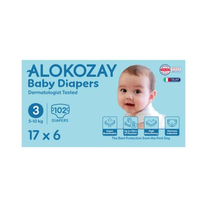 Baby Diapers - Size 3 (5-10 Kg) - 17 Diapers X Pack Of 6