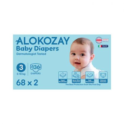 Baby Diapers - Size 3 (5-10 Kg) - 68 Diapers X Pack Of 2
