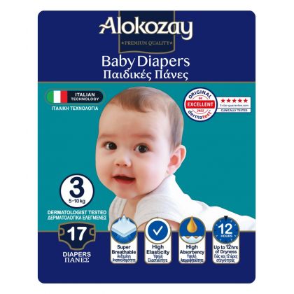 Baby Diapers - Size 3 (5-10 Kg) - 17 Diapers