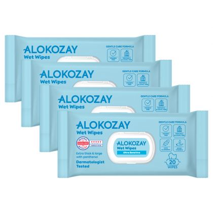 Alokozay Baby Wipes Ultra-Sensitive - 20 Sheets (2+2)Free