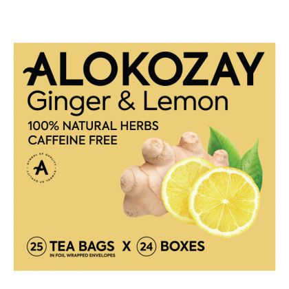 Ginger & Lemon Tea Bag - 25 Tea Bags In Foil Wrapped Envelopes X Pack Of 24