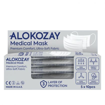 Medical Face Mask - White - 10 Pcs X Pack Of 5