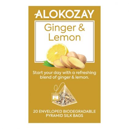 Herbal Ginger & Lemon Tea - 20 Silken Pyramid Tea Bags (Biodegradable)