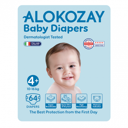 Baby Diapers - Size 4+ (10-16 Kg) - 64 Diapers