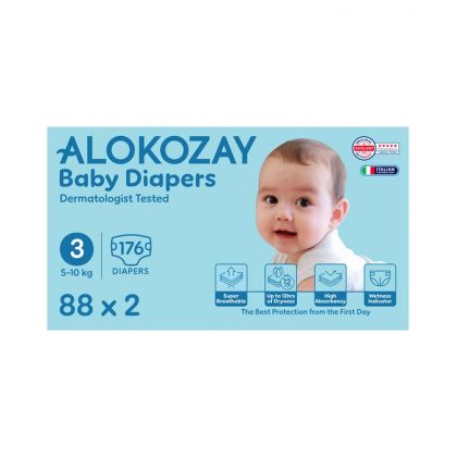 Baby Diapers - Size 3 (5-10 Kg) - 88 Diapers X Pack Of 2